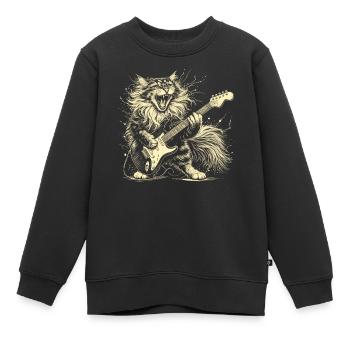 Rock Musik Katze Lustig Humor Geschenkidee - Kinder Premium Organic Sweatshirt - Schwarz - Vorne - AI Model Kid Female (0cm)