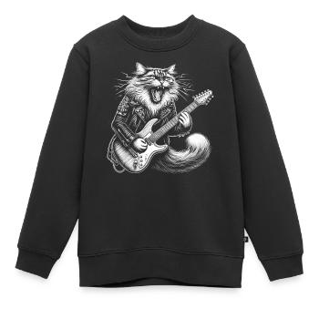 Rock Musik Katze Lustig Humor Geschenkidee - Kinder Premium Organic Sweatshirt - Schwarz - Vorne - AI Model Kid Female (0cm)