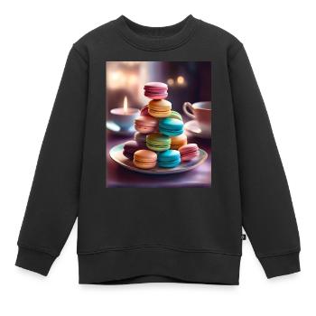 Des macarons savoureux et colorés - Sweat Premium enfant bio - noir - Devant - AI Model Kid Female (0cm)