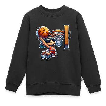 Basket-ball - Sweat Premium enfant bio - noir - Devant - AI Model Kid Female (0cm)