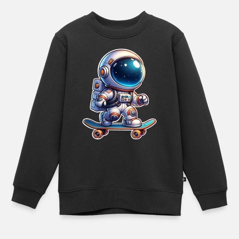 Astronaute Skateboard Patin - Sweat Premium enfant bio - noir