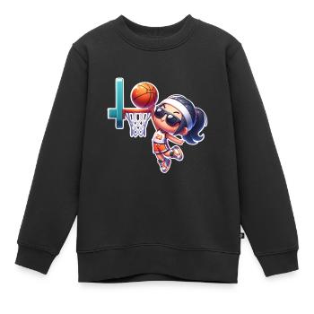Basketball Basketball Basketball Femme - Sweat Premium enfant bio - noir - Devant - AI Model Kid Female (0cm)