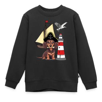 Dachshund Dog Maritime - Kids Premium Organic Sweatshirt - black - Front - AI Model Kid Female (0cm)