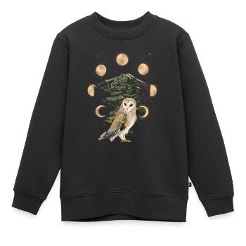 hibou hiboux phase de lune pleine lune - Sweat Premium enfant bio - noir - Devant - AI Model Kid Female (0cm)