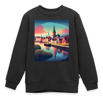 Eine Stadt in Dänemark - Kinder Premium Organic Sweatshirt - Schwarz - Vorne - AI Model Kid Female (0cm)