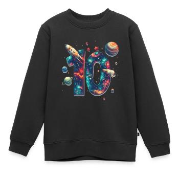 Espace 10e anniversaire - Sweat Premium enfant bio - noir - Devant - AI Model Kid Female (0cm)