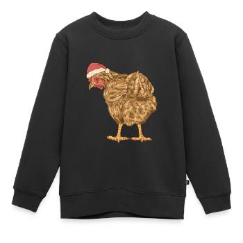 Huhn Nikolaus Henne Weihnachtsmann Federvieh Xmas - Kinder Premium Organic Sweatshirt - Schwarz - Vorne - AI Model Kid Female (0cm)