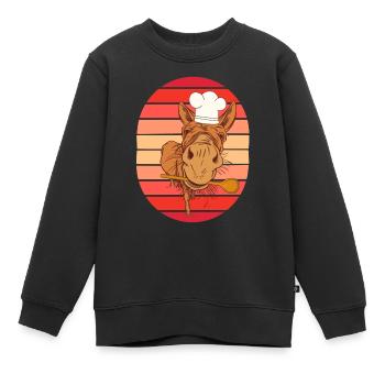 Chef Cuisinier Chef amateur Animer des chefs cuisiniers - Sweat Premium enfant bio - noir - Devant - AI Model Kid Female (0cm)