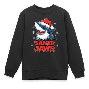 Santa Jaws Funny Christmas Shark Christmas - Kids Premium Organic Sweatshirt - black - Front - AI Model Kid Female (0cm)