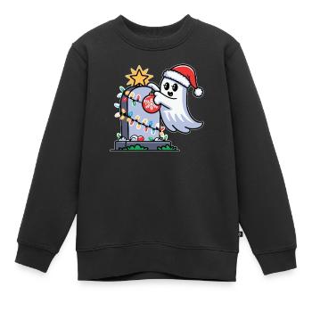 Fantôme de Noël avec pierre tombale - Sweat Premium enfant bio - noir - Devant - AI Model Kid Female (0cm)