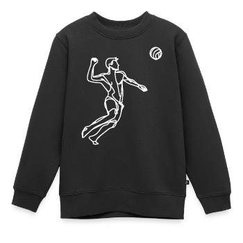 Croquis de beach-volley - Sweat Premium enfant bio - noir - Devant - AI Model Kid Female (0cm)