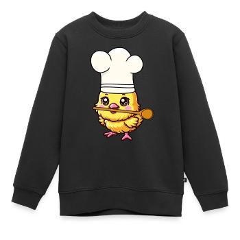 Cuisinier Cuisiniers Cuisinier Cuisinier Poulet poussin - Sweat Premium enfant bio - noir - Devant - AI Model Kid Female (0cm)