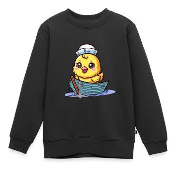 maritim Boot Seefahrt Küken Seemann - Kinder Premium Organic Sweatshirt - Schwarz - Vorne - AI Model Kid Female (0cm)