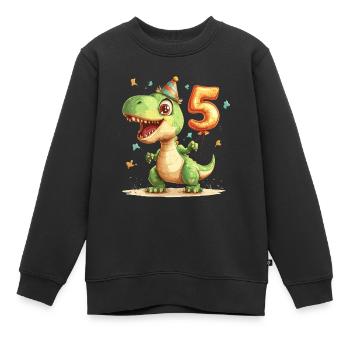 5e anniversaire Dino - Sweat Premium enfant bio - noir - Devant - AI Model Kid Female (0cm)