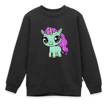 Bébé Licorne Licornes Enfant Enfants Enfant Enfant Cheval - Sweat Premium enfant bio - noir - Devant - AI Model Kid Female (0cm)