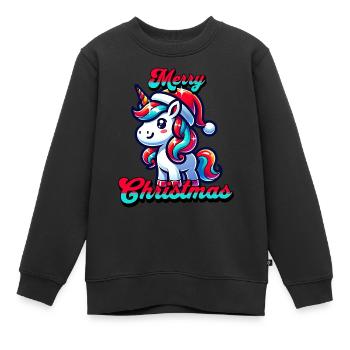 Christmas Unicorn | niedliches Einhorn Weihnachten - Kinder Premium Organic Sweatshirt - Schwarz - Vorne - AI Model Kid Female (0cm)