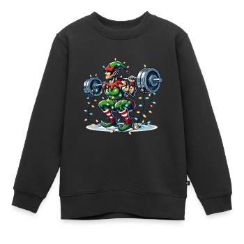 Entraînement d’haltères elfes de renforcement musculaire de Noël - Sweat Premium enfant bio - noir - Devant - AI Model Kid Female (0cm)