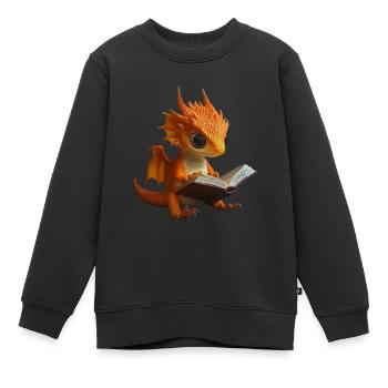 Niedlicher orangefarbener Drache Magischer Drachw - Kinder Premium Organic Sweatshirt - Schwarz - Vorne - AI Model Kid Female (0cm)