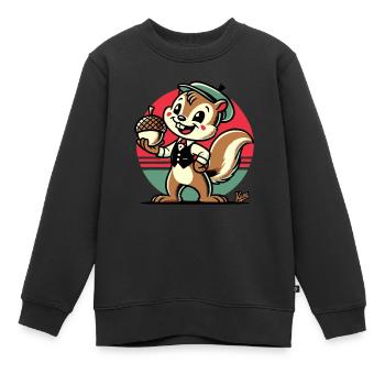 Eichhörnchen mit Haselnuss - Kinder Premium Organic Sweatshirt - Schwarz - Vorne - AI Model Kid Female (0cm)
