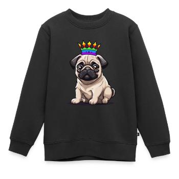 LGBT Mops Hund Hunde Regenbogenfahne - Kinder Premium Organic Sweatshirt - Schwarz - Vorne - AI Model Kid Female (0cm)