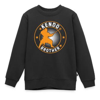 Kendo japonais Frère Kendo Combattant Frère Kendo - Sweat Premium enfant bio - noir - Devant - AI Model Kid Female (0cm)