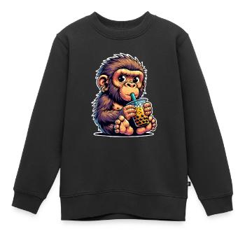 Neandertaler Bubble Tea - Kinder Premium Organic Sweatshirt - Schwarz - Vorne - AI Model Kid Female (0cm)