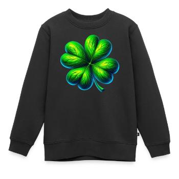 Trèfle à quatre feuilles - Sweat Premium enfant bio - noir - Devant - AI Model Kid Female (0cm)