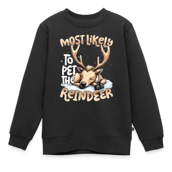 Le plus susceptible de caresser les rennes Holiday - Sweat Premium enfant bio - noir - Devant - AI Model Kid Female (0cm)