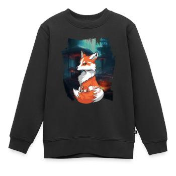 Renard, Renards, Forêt, Conte de fées, Conte, Personnage, Enfant - Sweat Premium enfant bio - noir - Devant - AI Model Kid Female (0cm)
