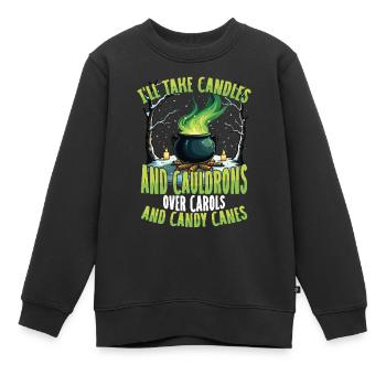 Ich Nehme Kerzen Und Kessel anstatt Zuckerstangen - Kinder Premium Organic Sweatshirt - Schwarz - Vorne - AI Model Kid Female (0cm)