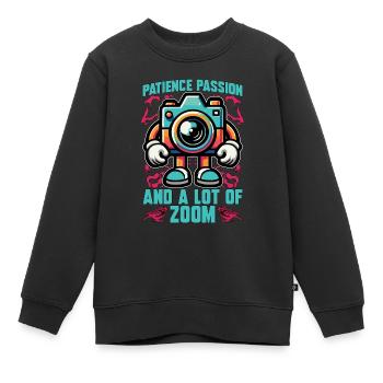 Bird Photography Patience Passion And Birdwatching - Kinder Premium Organic Sweatshirt - Schwarz - Vorne - AI Model Kid Female (0cm)