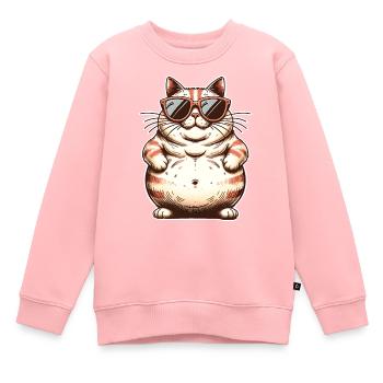 Gros chat frais - Sweat Premium enfant bio - rose - Devant - AI Model Kid Female (0cm)