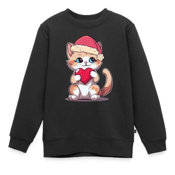Christmas Pets Pet Cat Cats - Kids Premium Organic Sweatshirt - black - Front - AI Model Kid Female (0cm)