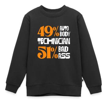 49% Mécanique automobile 51% Humour dur à cuire - Sweat Premium enfant bio - noir - Devant - AI Model Kid Female (0cm)