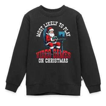 Most Likely To Play Video Games On Christmas - Kids Premium Organic Sweatshirt - black - Front - AI Model Kid Female (0cm)