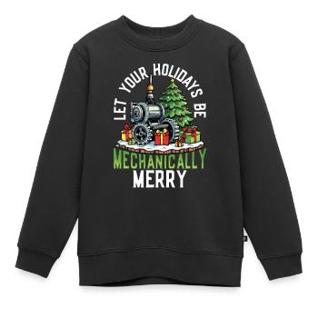 Mechanically Merry Steampunk Weihnachten - Kinder Premium Organic Sweatshirt - Schwarz - Vorne - AI Model Kid Female (0cm)
