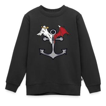 Anker Seefahrt himmlisch teuflisch maritim - Kinder Premium Organic Sweatshirt - Schwarz - Vorne - AI Model Kid Female (0cm)