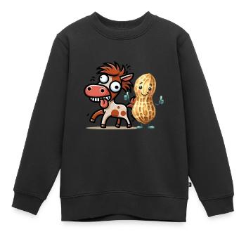verrücktes lustiges Pferd Erdnuss Pferde Nuss - Kinder Premium Organic Sweatshirt - Schwarz - Vorne - AI Model Kid Female (0cm)