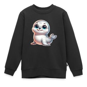 Robbe Seehund - Kinder Premium Organic Sweatshirt - Schwarz - Vorne - AI Model Kid Female (0cm)