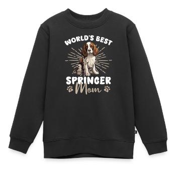 English Springer Spaniel Groovy Springer Mom - Kinder Premium Organic Sweatshirt - Schwarz - Vorne - AI Model Kid Female (0cm)