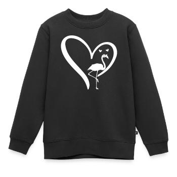Flamingo Heart Flamingo Lover Flamingo - Kinder Premium Organic Sweatshirt - Schwarz - Vorne - AI Model Kid Female (0cm)