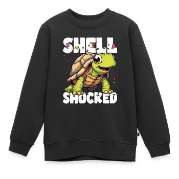 SHELL SHOCKED AND LOVING IT - Kids Premium Organic Sweatshirt - black - Front - AI Model Kid Female (0cm)