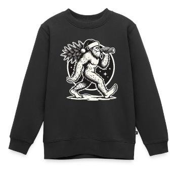 Weihnachtlicher Bigfoot Mit Tannenbaum - Kinder Premium Organic Sweatshirt - Schwarz - Vorne - AI Model Kid Female (0cm)