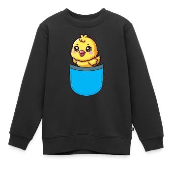 Poulet de Pâques Chicks - Sweat Premium enfant bio - noir - Devant - AI Model Kid Female (0cm)