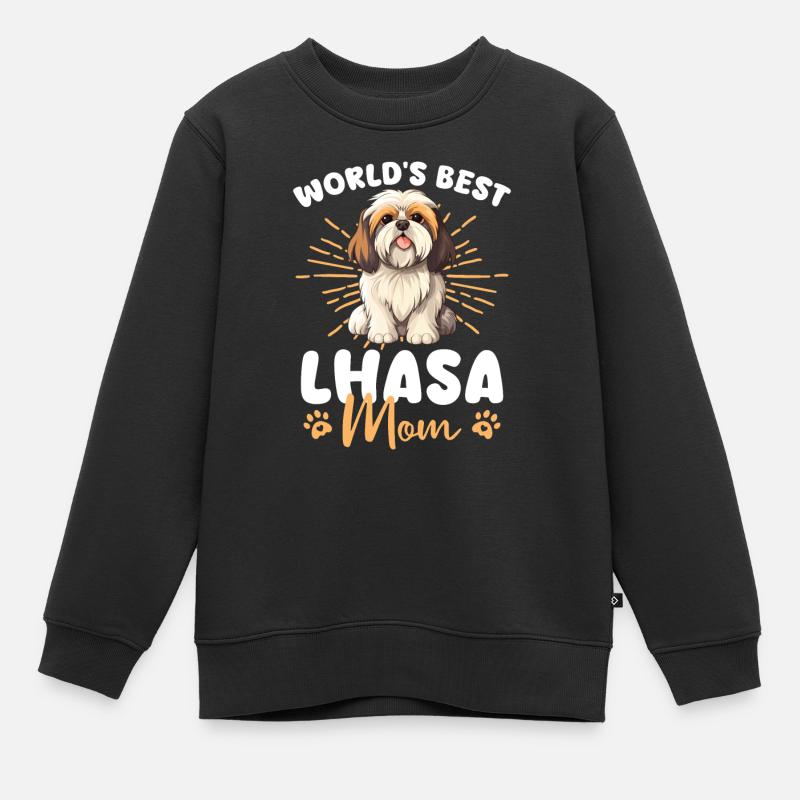 Lhasa Apso Groovy Lhasa Mom - Kinder Premium Organic Sweatshirt - Schwarz