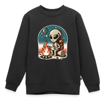 Alien Lagerfeuer Wanderung - Kinder Premium Organic Sweatshirt - Schwarz - Vorne - AI Model Kid Female (0cm)