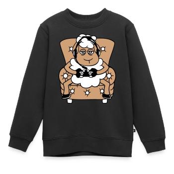 Schaf Gamer Sessel Controller Videospiel Nerd Cool - Kinder Premium Organic Sweatshirt - Schwarz - Vorne - AI Model Kid Female (0cm)