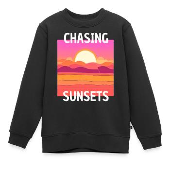 SUNSET DESIGN - Kinder Premium Organic Sweatshirt - Schwarz - Vorne - AI Model Kid Female (0cm)