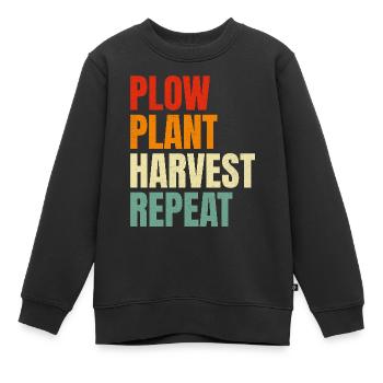 Labourer la récolte des plantes Agriculture répétée - Sweat Premium enfant bio - noir - Devant - AI Model Kid Female (0cm)