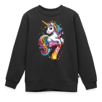 Licorne pour les 7 ans pour les enfants - Sweat Premium enfant bio - noir - Devant - AI Model Kid Female (0cm)